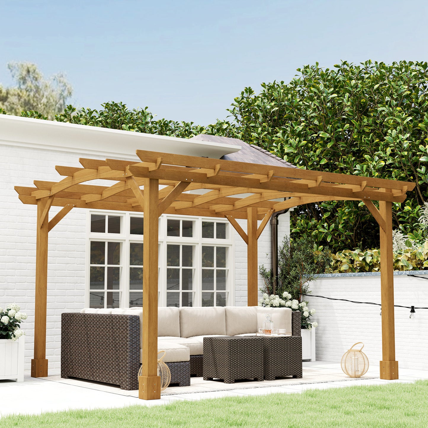 10 ft x 12 ft Wood Gazebo, Dark Brown