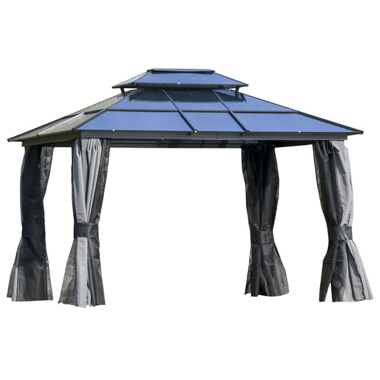 10 ft x 12 ft Aluminum Gazebo with Adjustable Height, Light Gray