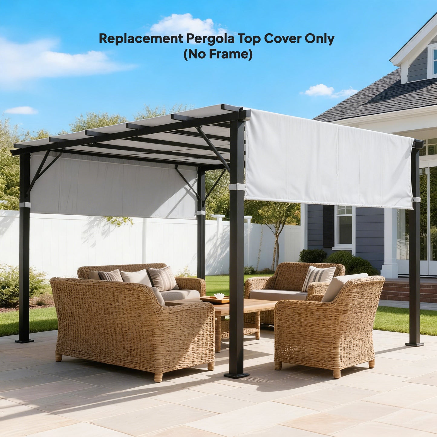 10 ft Fabric Pergola, Light Gray