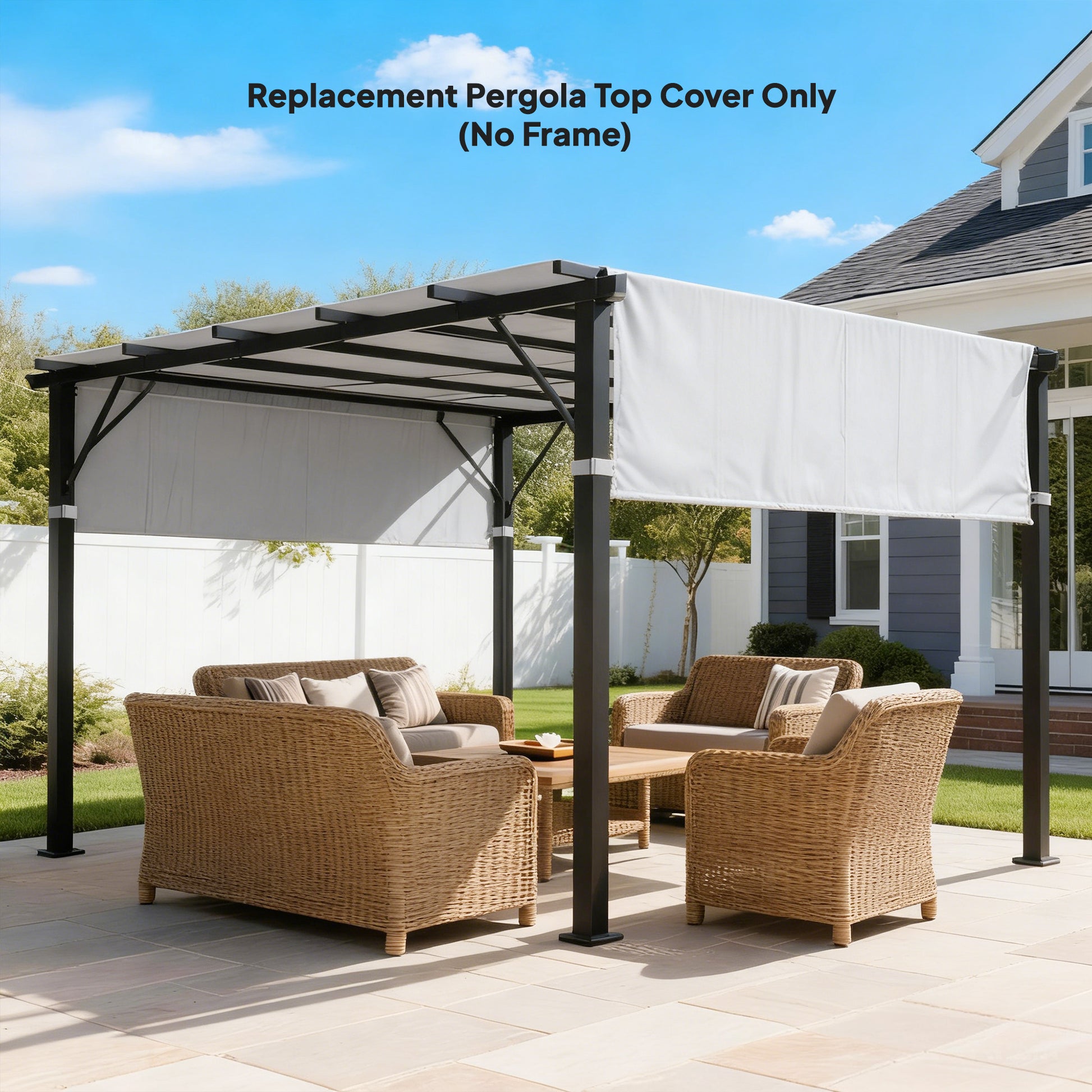 10 ft Fabric Pergola, Light Gray