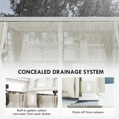 12 ft x 19 ft Aluminum Hardtop Gazebo with Adjustable Height, White