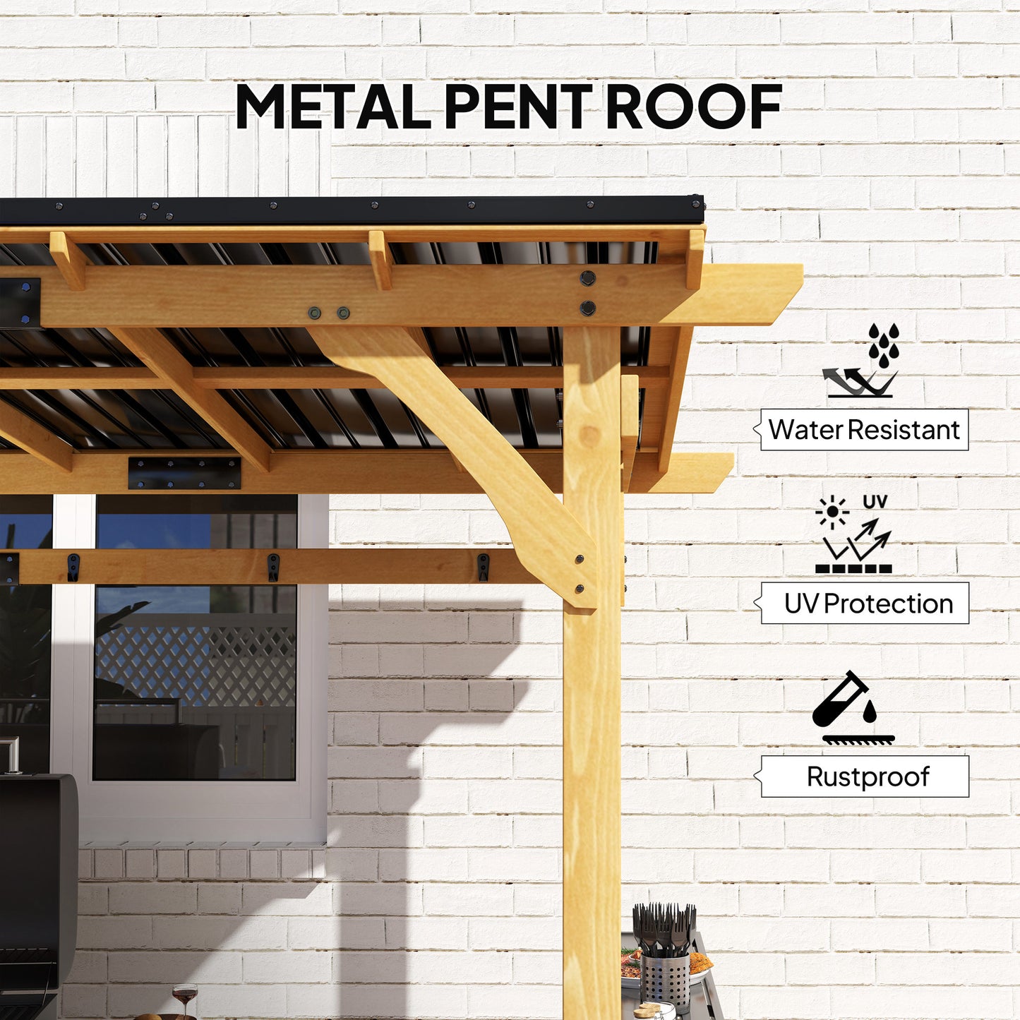 13 ft x 6 ft Metal Gazebo with Shelves, Natural