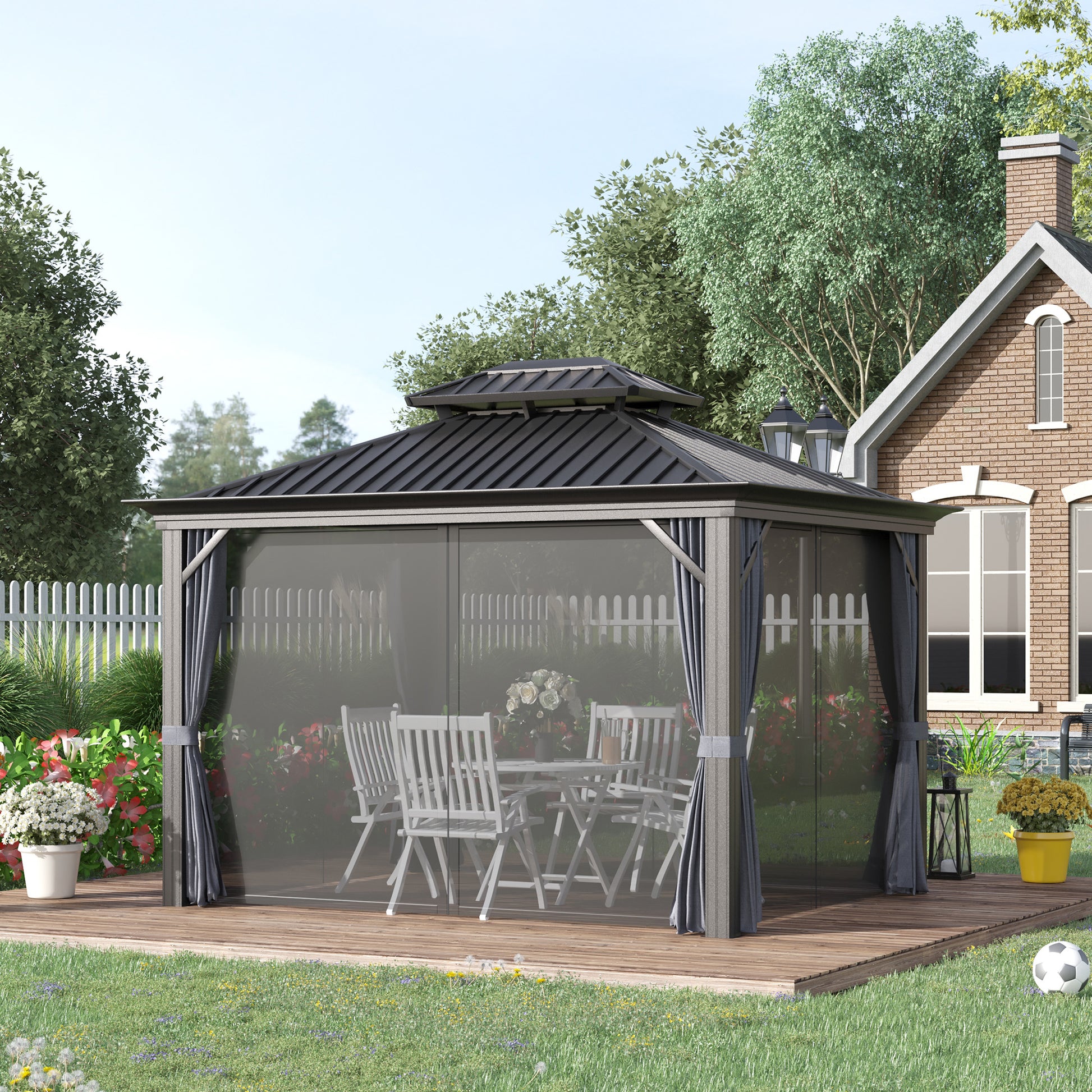 10 ft x 12 ft Aluminum Gazebo, Gray