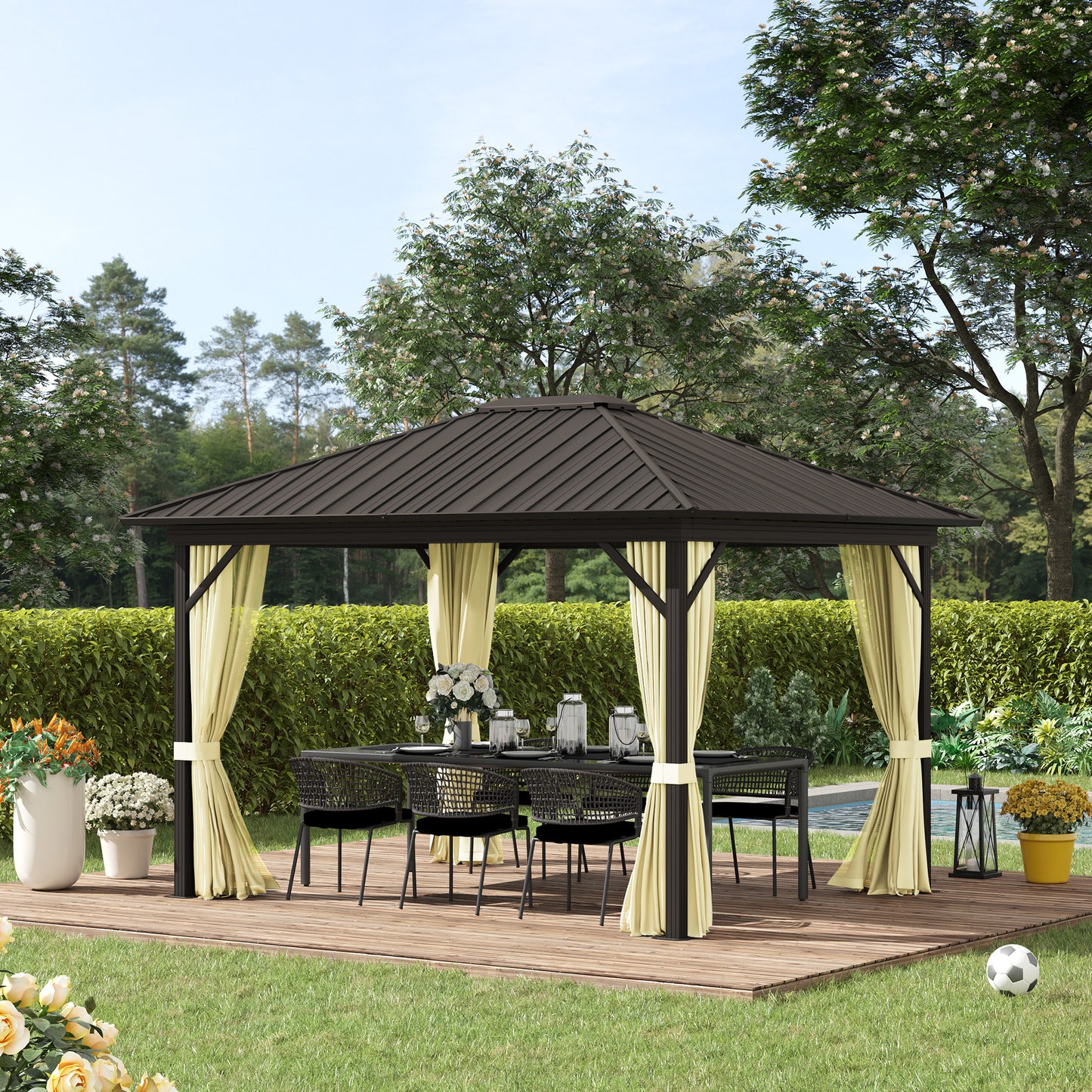 11.9 in x 9.8 in Aluminum Gazebo, Cream White