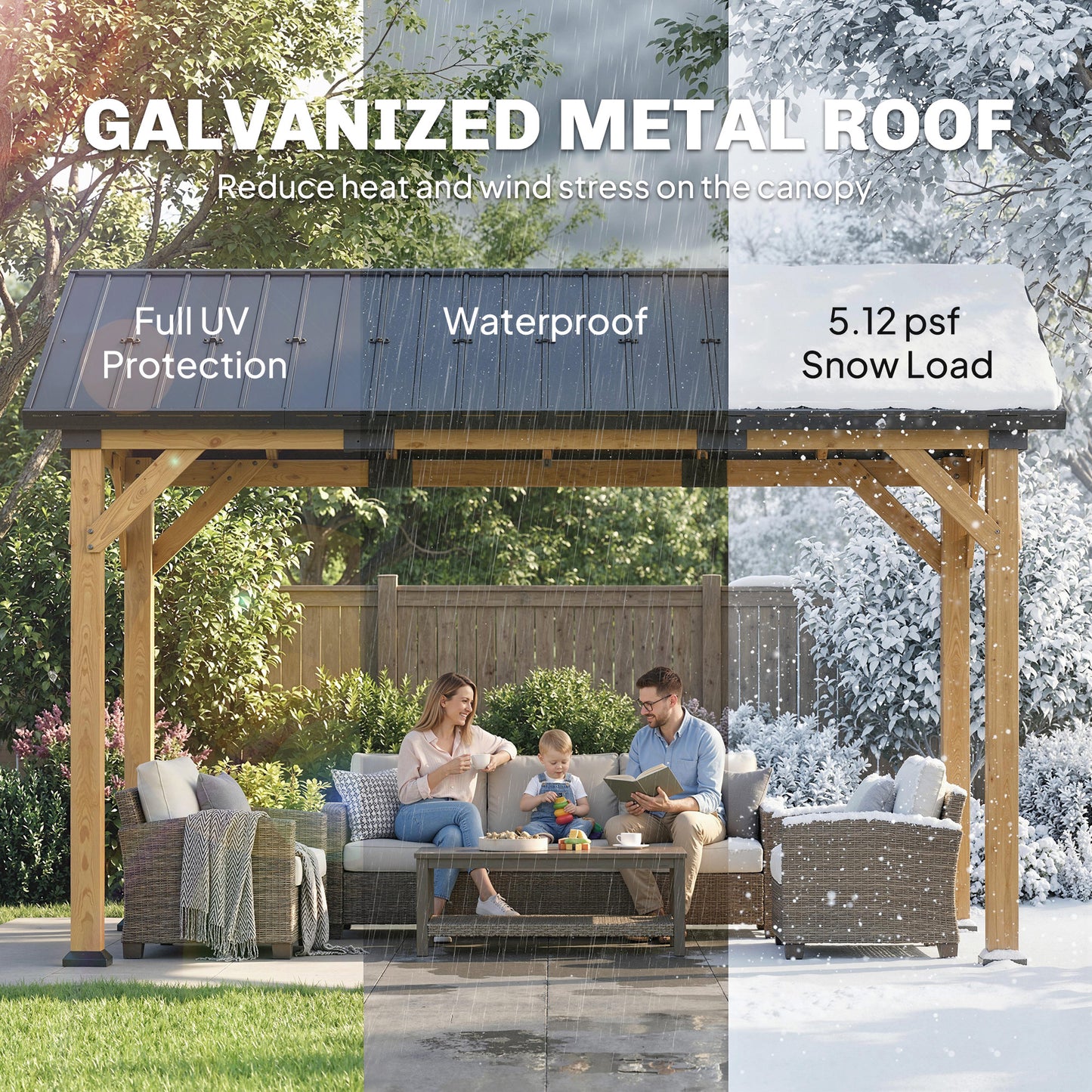 13 ft x 11 ft Metal Gazebo, Black