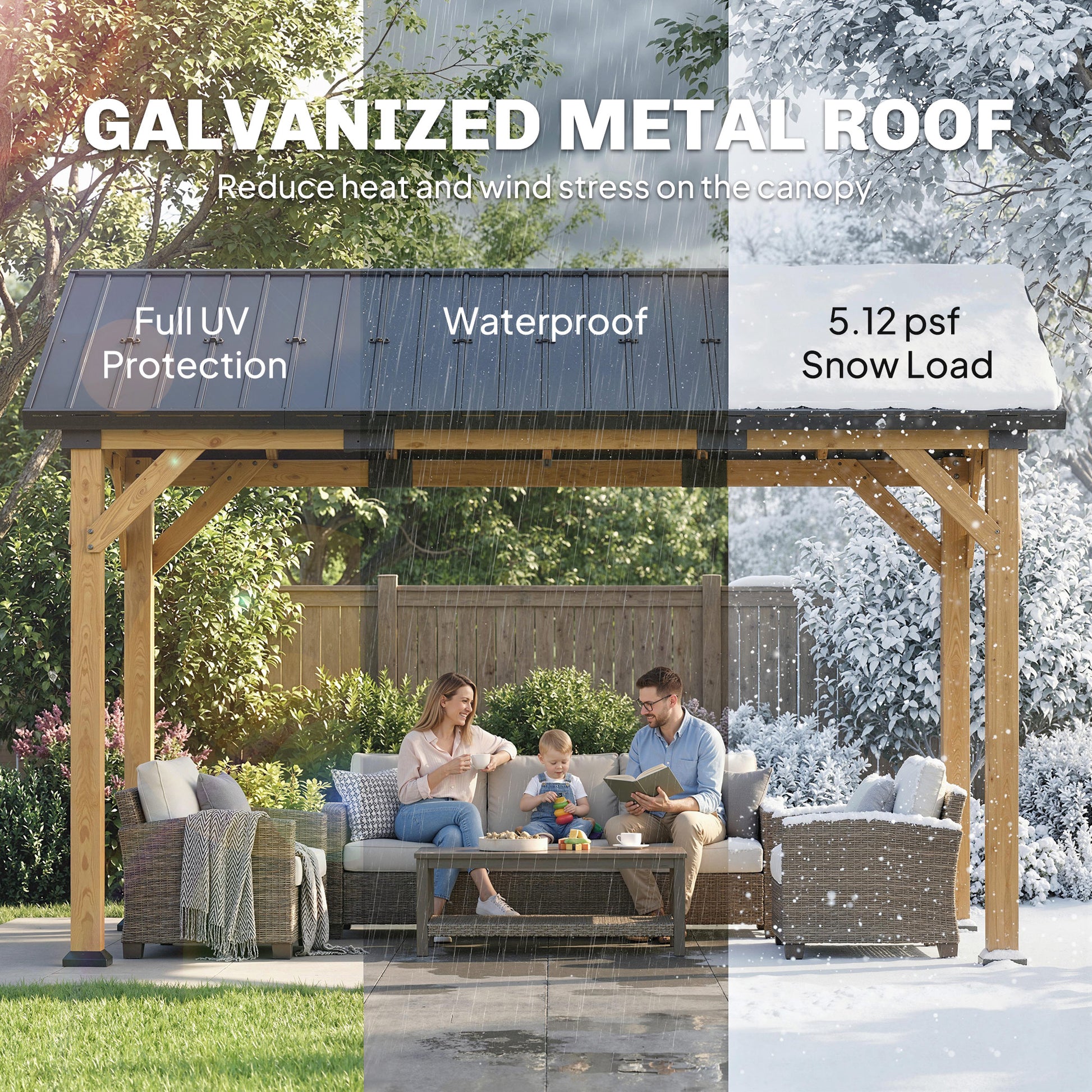 13 ft x 11 ft Metal Gazebo, Black