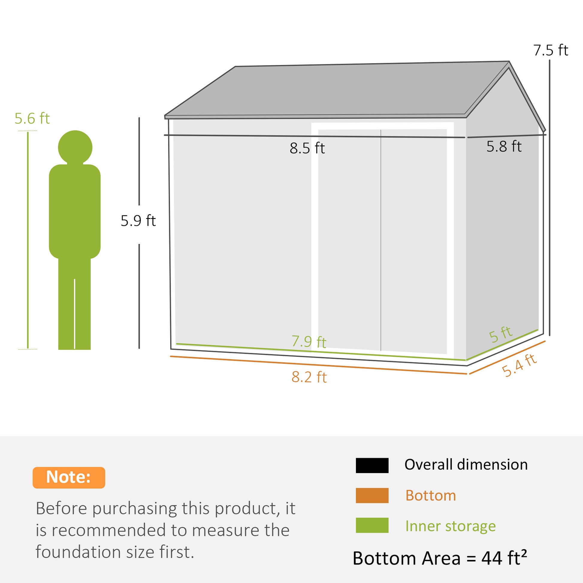 8 ft x 6 ft Metal Storage Shed with Floor, White