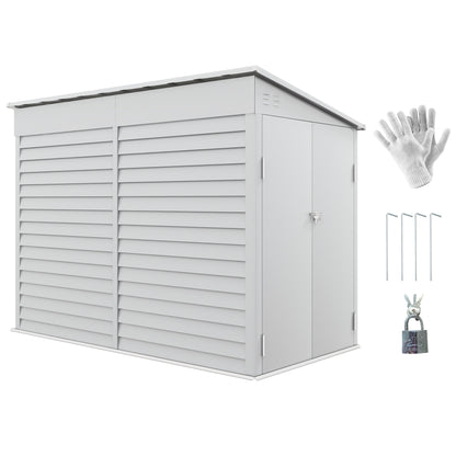 4.6 ft x 9 ft Metal Garden Shed with Foundation Kit, White