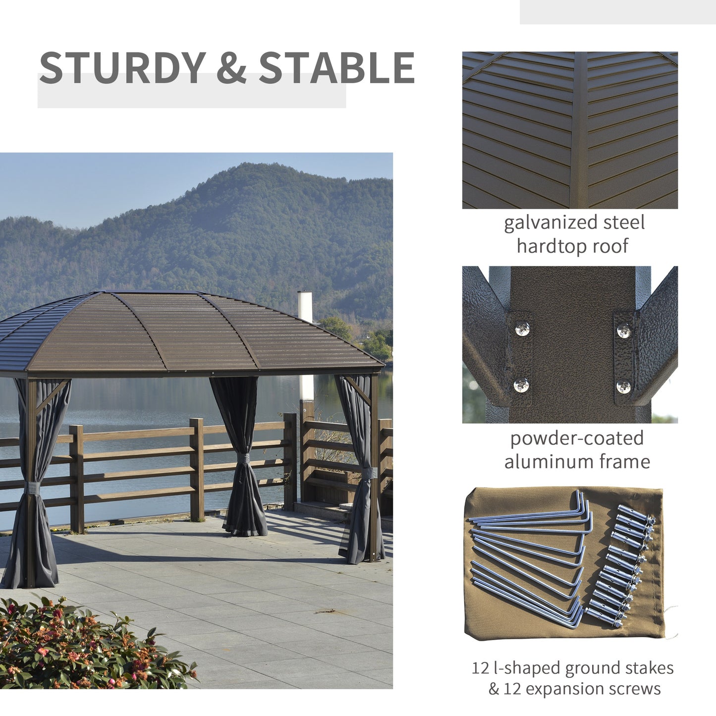 10 ft x 13 ft Aluminum Gazebo, Gray