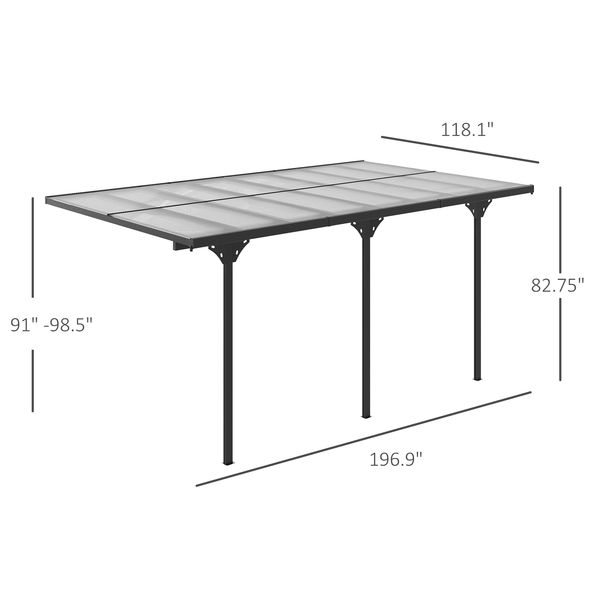 16.5 ft x 10 ft Aluminum Gazebo, Gray