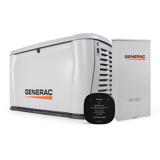 Generac 7329 28/25kW Air-Cooled Standby Generator, 200A Transfer Switch, with ecobee by Generac Smart Thermostat
