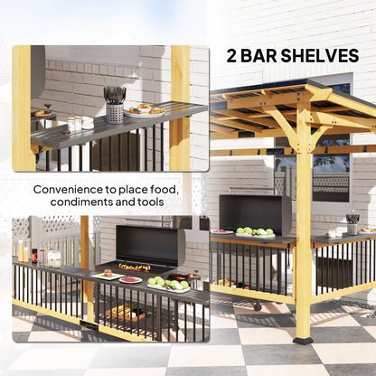 13 ft x 6 ft Metal Gazebo with Shelves, Natural