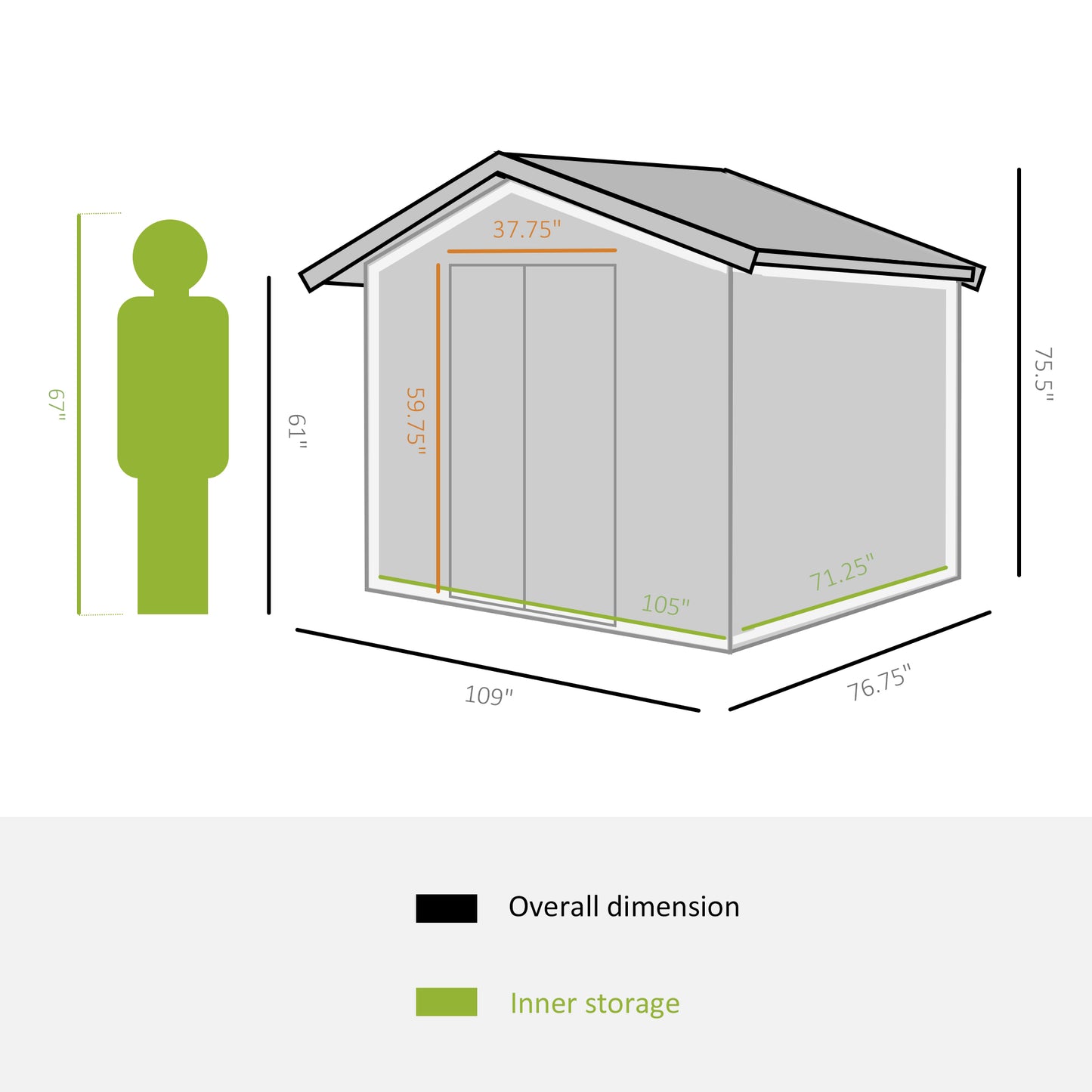 9 ft x 6 ft Metal Storage Shed with Vents, White