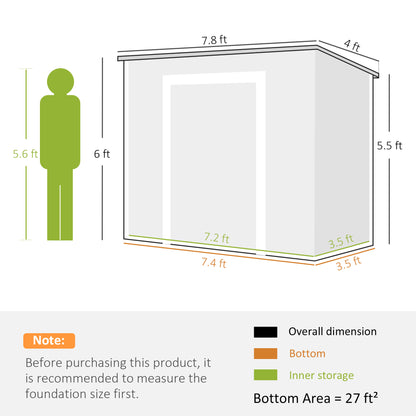8 ft x 4 ft Plastic Storage Shed with Floor, Light Brown