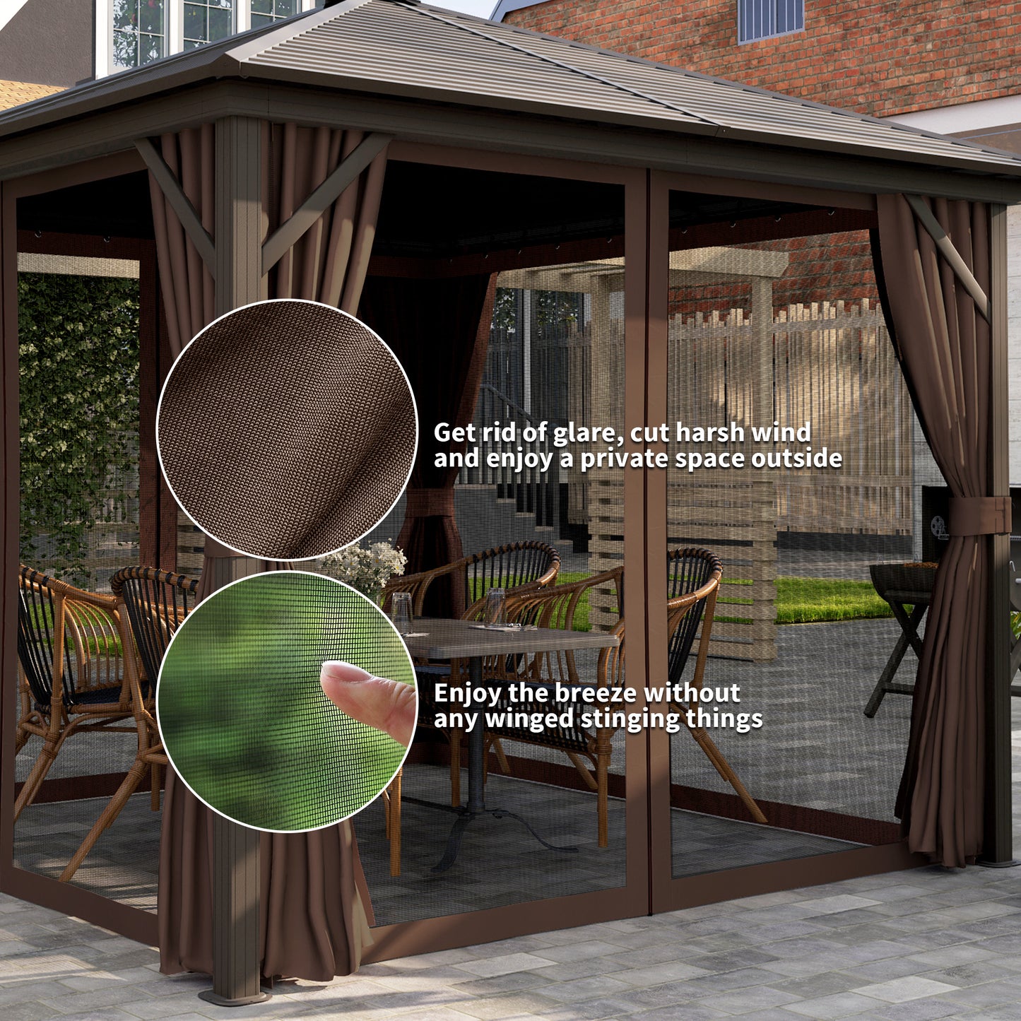10 ft x 10 ft Aluminum Gazebo, Dark Brown