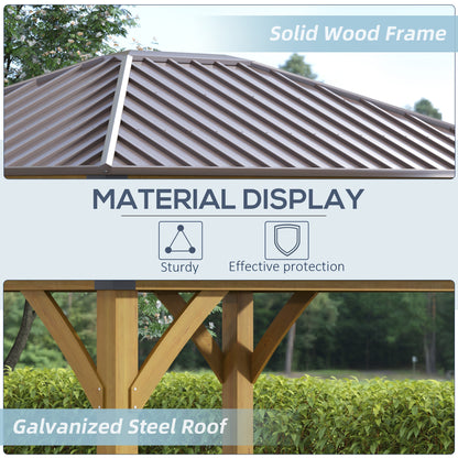 10 ft x 12 ft Aluminum Gazebo with Floor, Brown