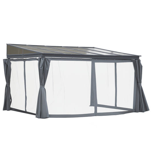 10 ft x 13 ft Aluminum Gazebo with Adjustable Height, Gray