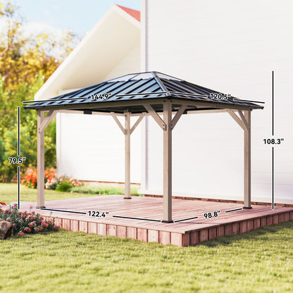 10 ft x 12 ft Aluminum Gazebo, Light Walnut