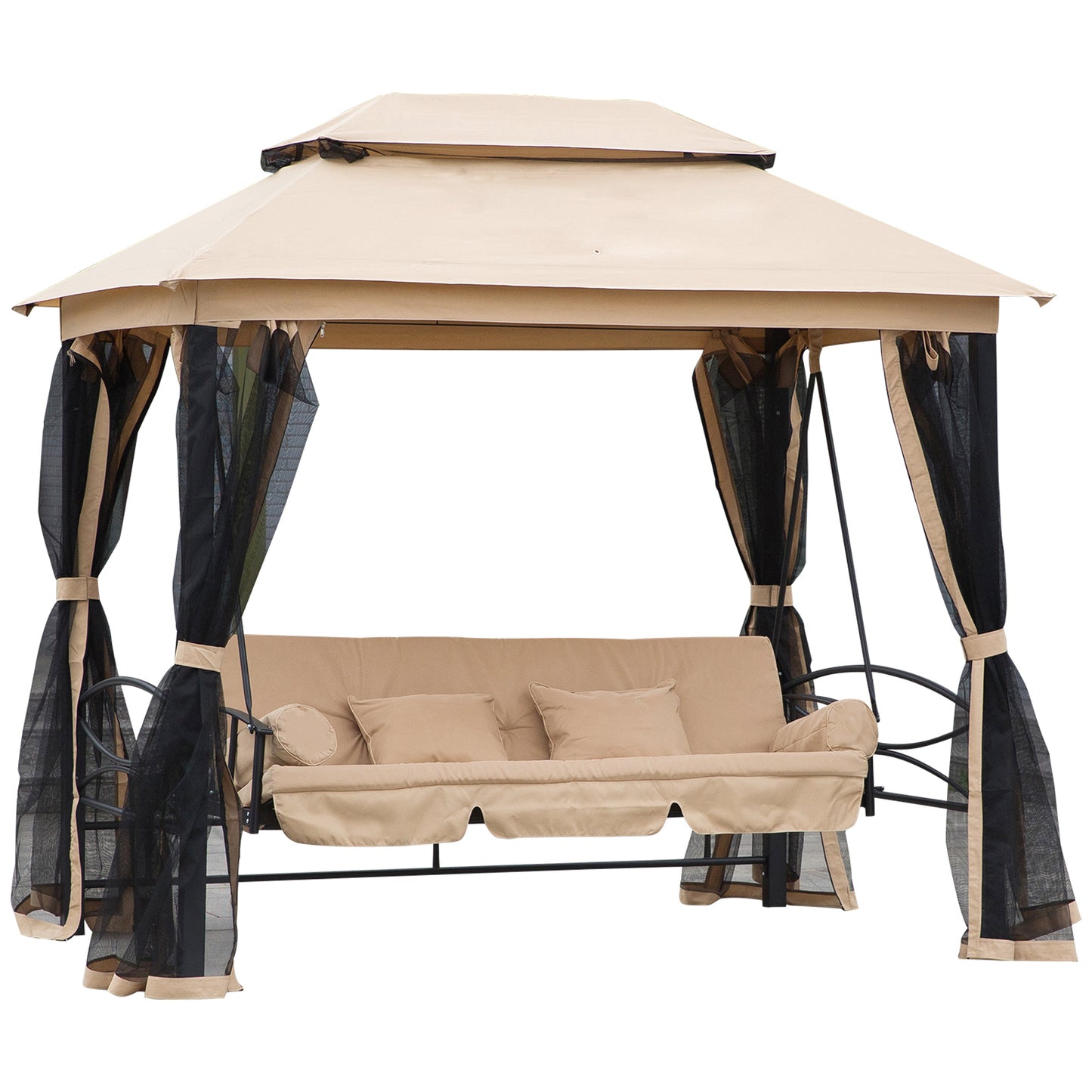 100.80 in x 67.80 in Metal Gazebo with Floor, Beige