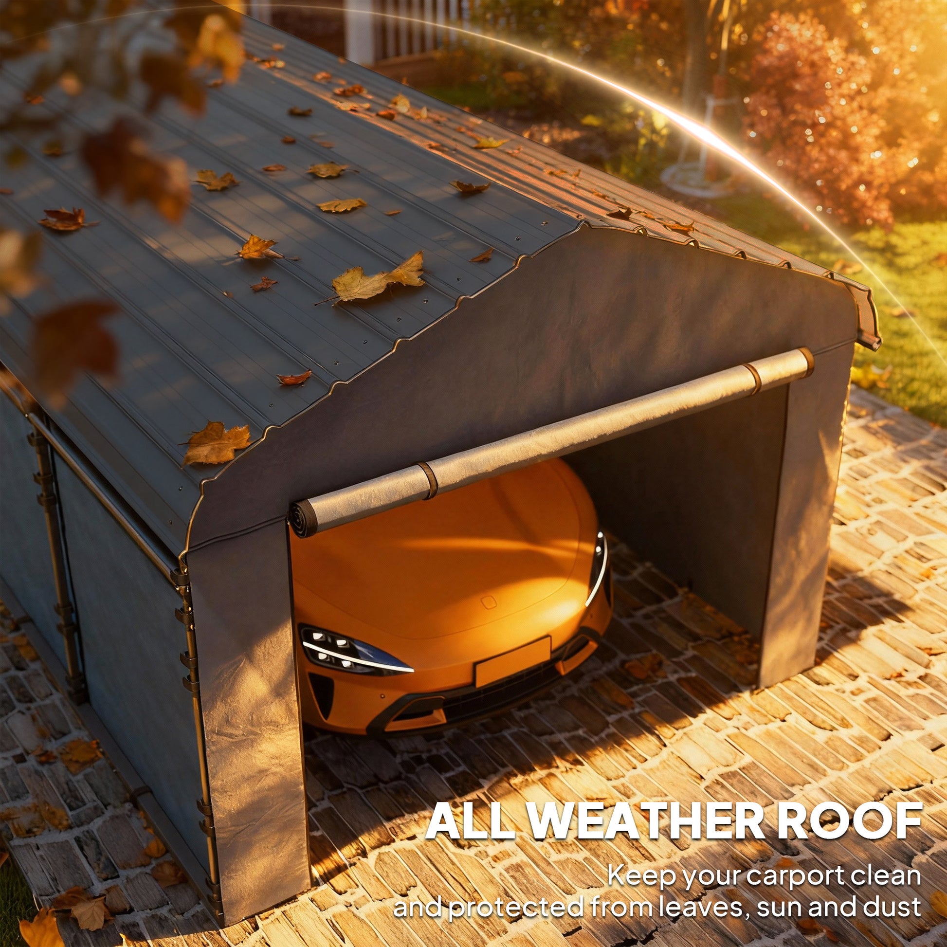 10 ft x 15 ft Plastic Carport, Dark Gray