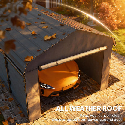 10 ft x 15 ft Plastic Carport, Dark Gray