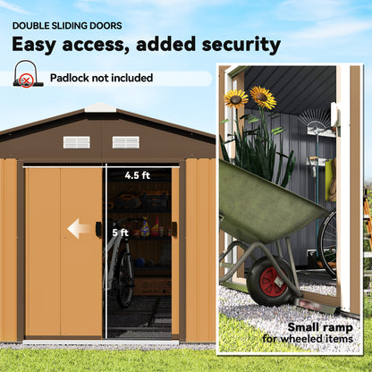 11.20 ft x 12.70 ft Metal Storage Shed with Foundation Kit, Yellow