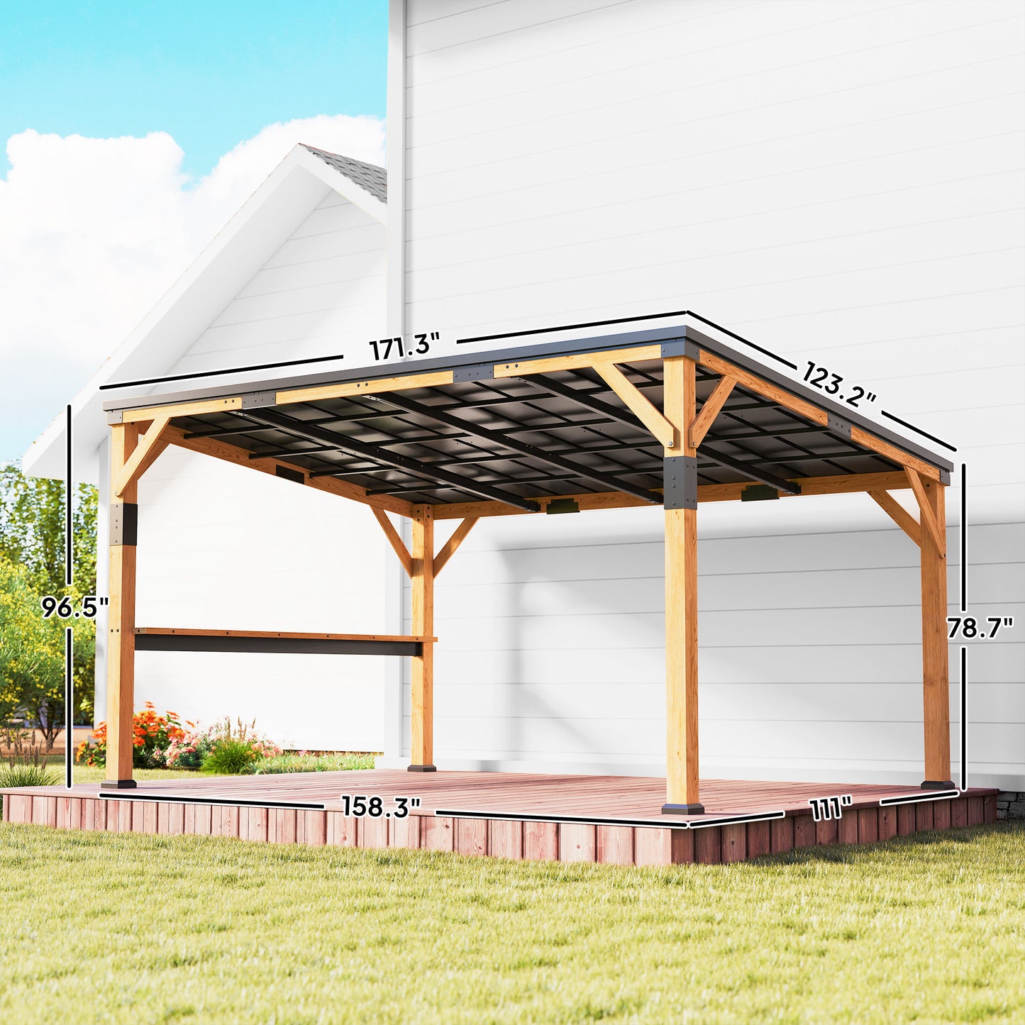10 ft x 14 ft Metal Gazebo with Shelves, Natural