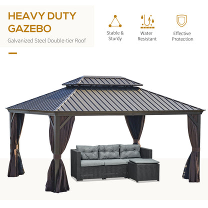 12 ft x 16 ft Aluminum Gazebo, Brown