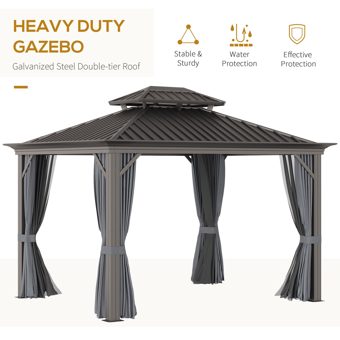 10 ft x 12 ft Aluminum Gazebo, Gray