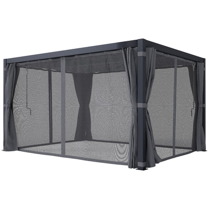 10 ft x 13 ft Aluminum Pergola with Adjustable Height, Dark Gray