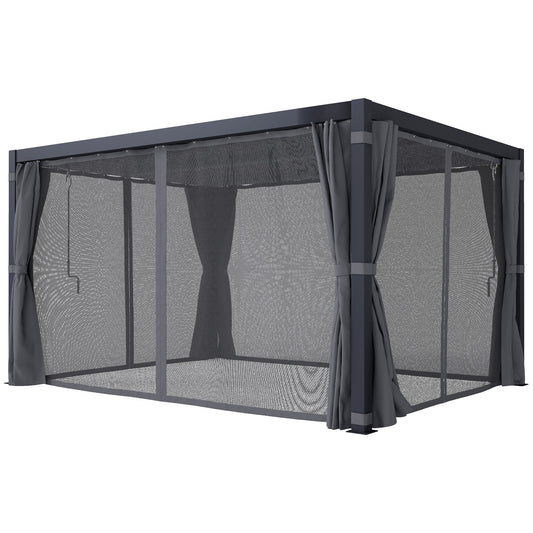 10 ft x 13 ft Aluminum Pergola with Adjustable Height, Dark Gray