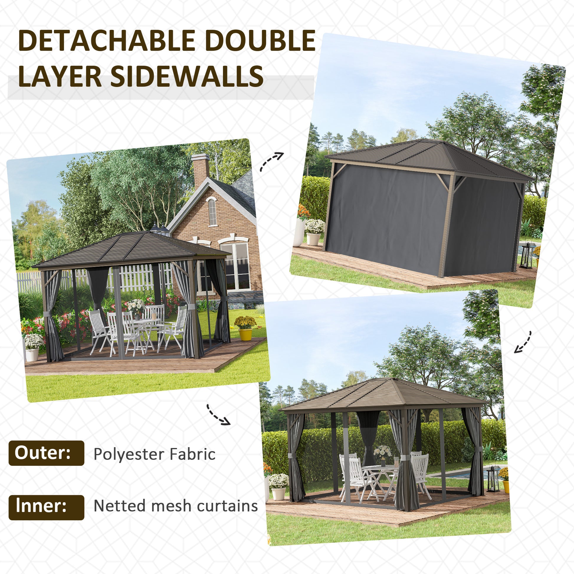 10 ft x 12 ft Aluminum Gazebo, Dark Gray