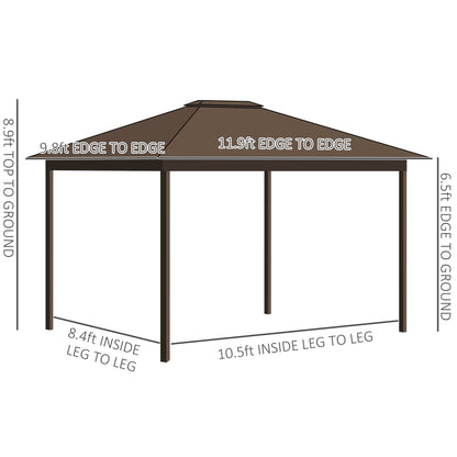 10 ft x 12 ft Aluminum Gazebo, Brown