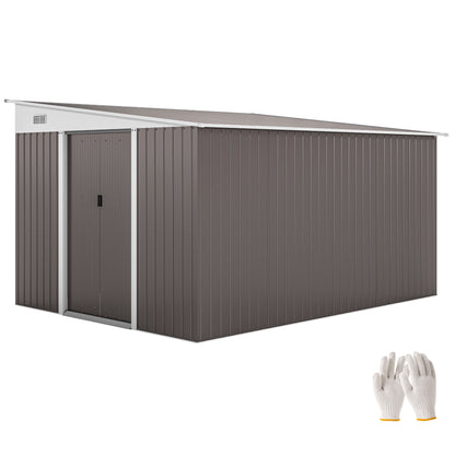 11 ft x 9 ft Metal Storage Shed with Foundation Kit, Gray