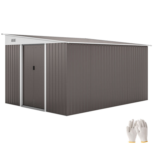 11 ft x 9 ft Metal Storage Shed with Foundation Kit, Gray