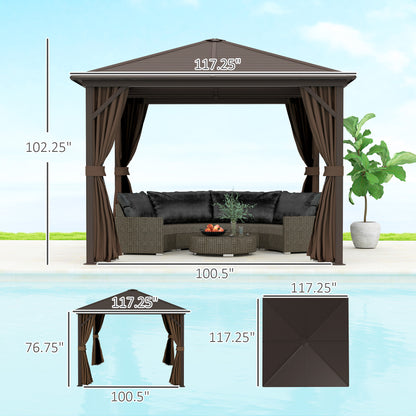 10 ft x 10 ft Aluminum Gazebo, Dark Brown