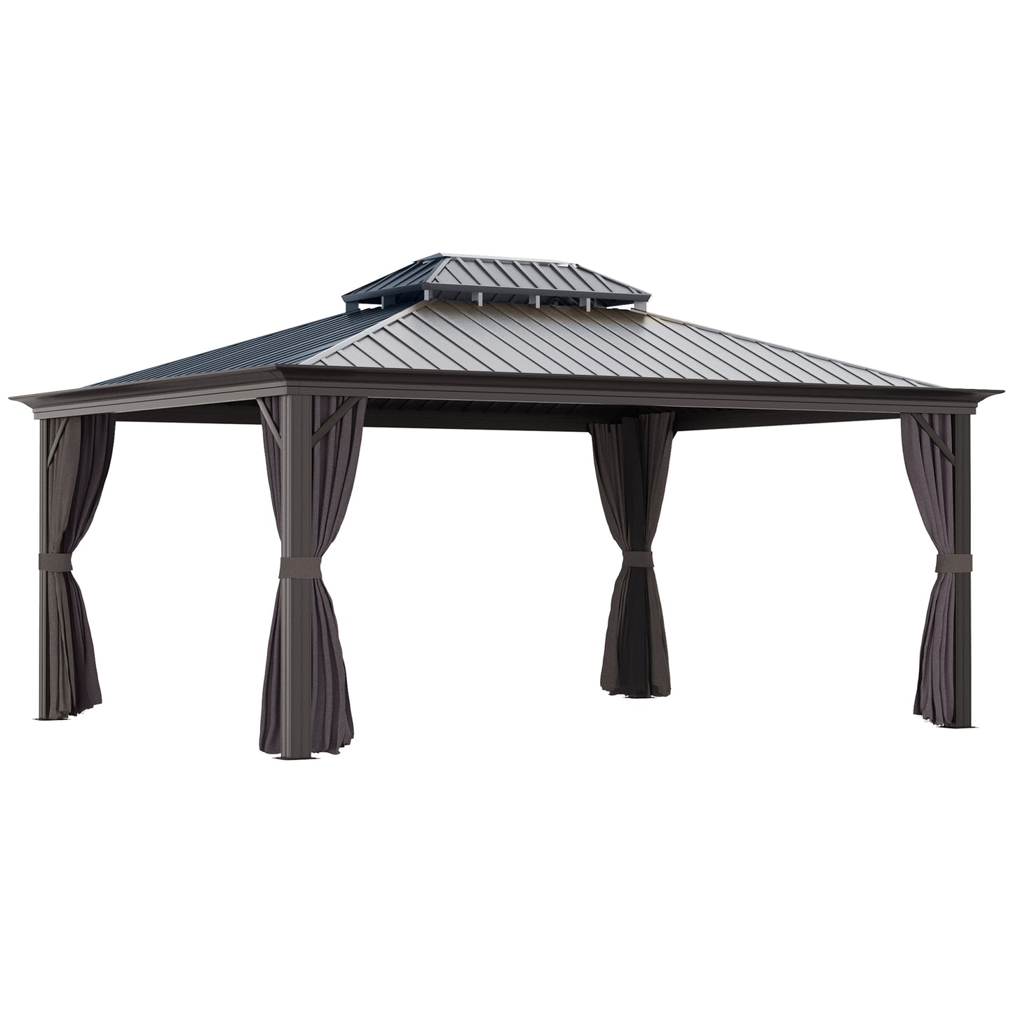 12 ft x 16 ft Aluminum Gazebo, Brown