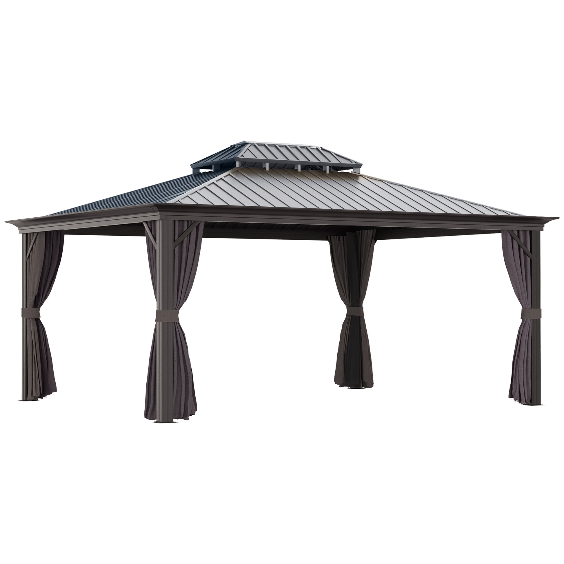 12 ft x 16 ft Aluminum Gazebo, Brown