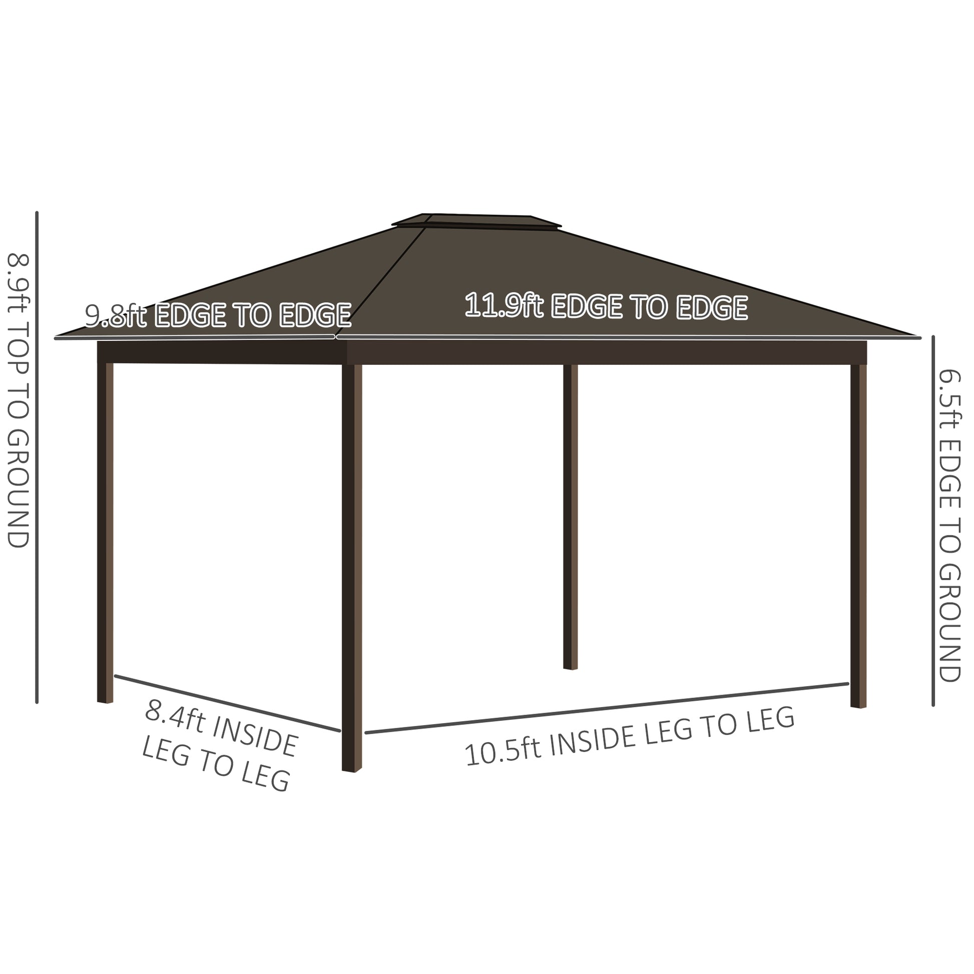 11.9 in x 9.8 in Aluminum Gazebo, Cream White