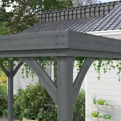 10 ft x 12 ft Wood Gazebo, Gray
