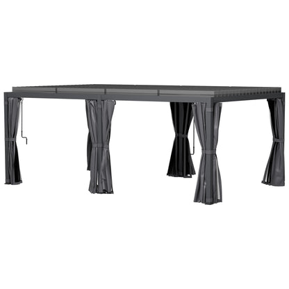 12 ft x 19 ft Aluminum Hardtop Gazebo with Adjustable Height, Dark Gray
