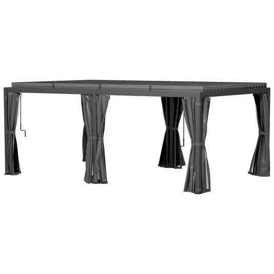 12 ft x 19 ft Aluminum Hardtop Gazebo with Adjustable Height, Dark Gray