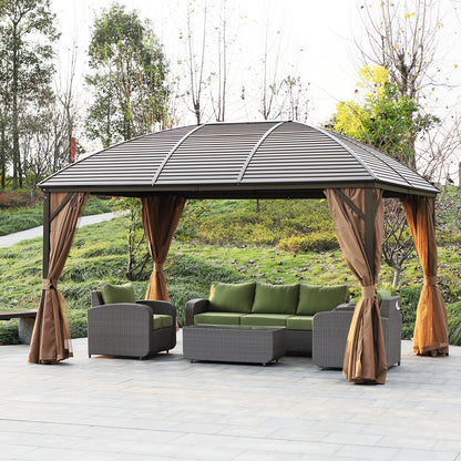 10 ft x 13 ft Aluminum Gazebo, Brown