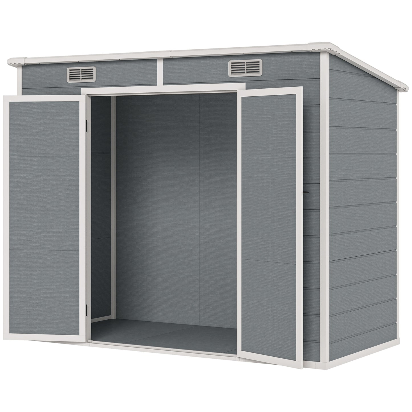 8 ft x 4 ft Plastic Storage Shed with Floor, Gray