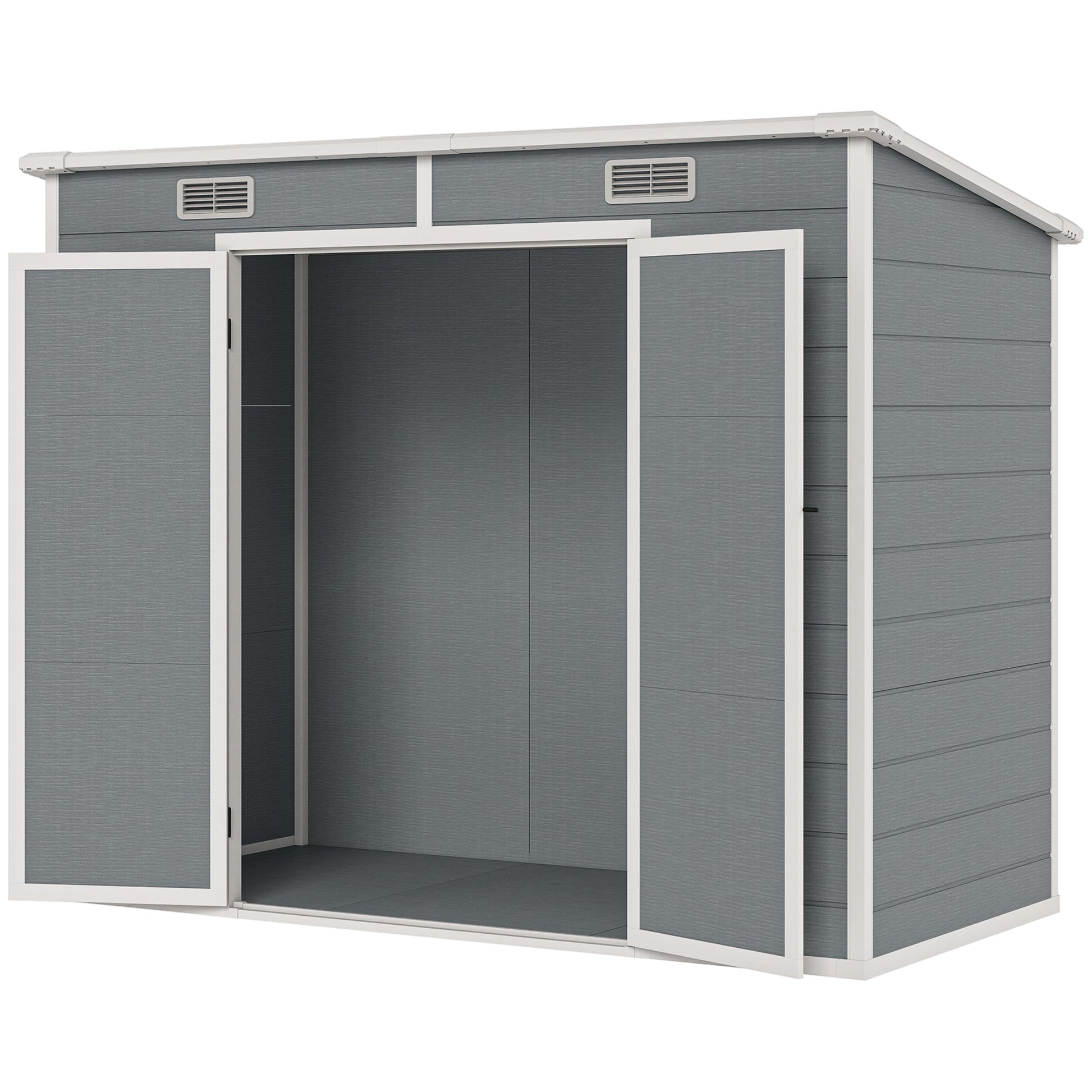 8 ft x 4 ft Plastic Storage Shed with Floor, Gray