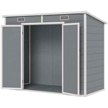 8 ft x 4 ft Plastic Storage Shed with Floor, Gray