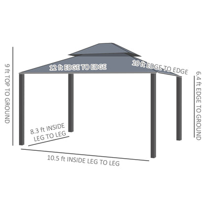 10 ft x 12 ft Aluminum Gazebo, Dark Gray