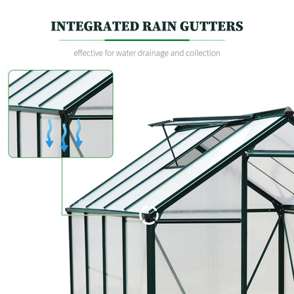 6 ft x 8 ft Polycarbonate Greenhouse with Roof Vent, Dark Green