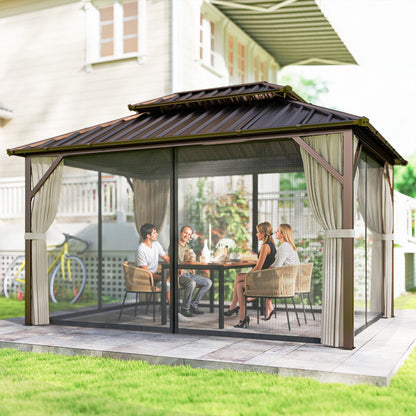 10 ft x 14 ft Aluminum Gazebo with Vents, Brown