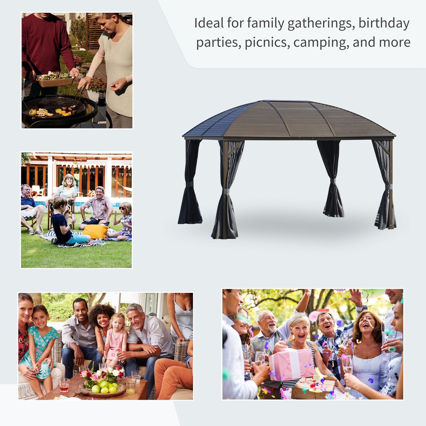 10 ft x 13 ft Aluminum Gazebo, Gray
